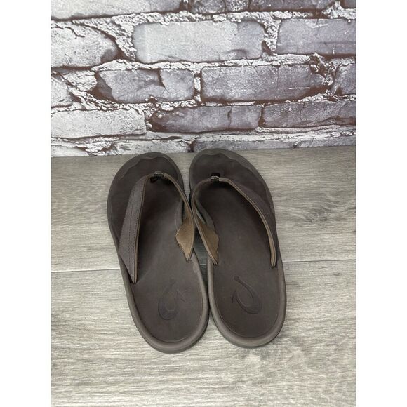 Olukai Ohana Flip Flops Womens Size 9 Brown Thong Slip On Comfort Logo - Picture 7 of 16